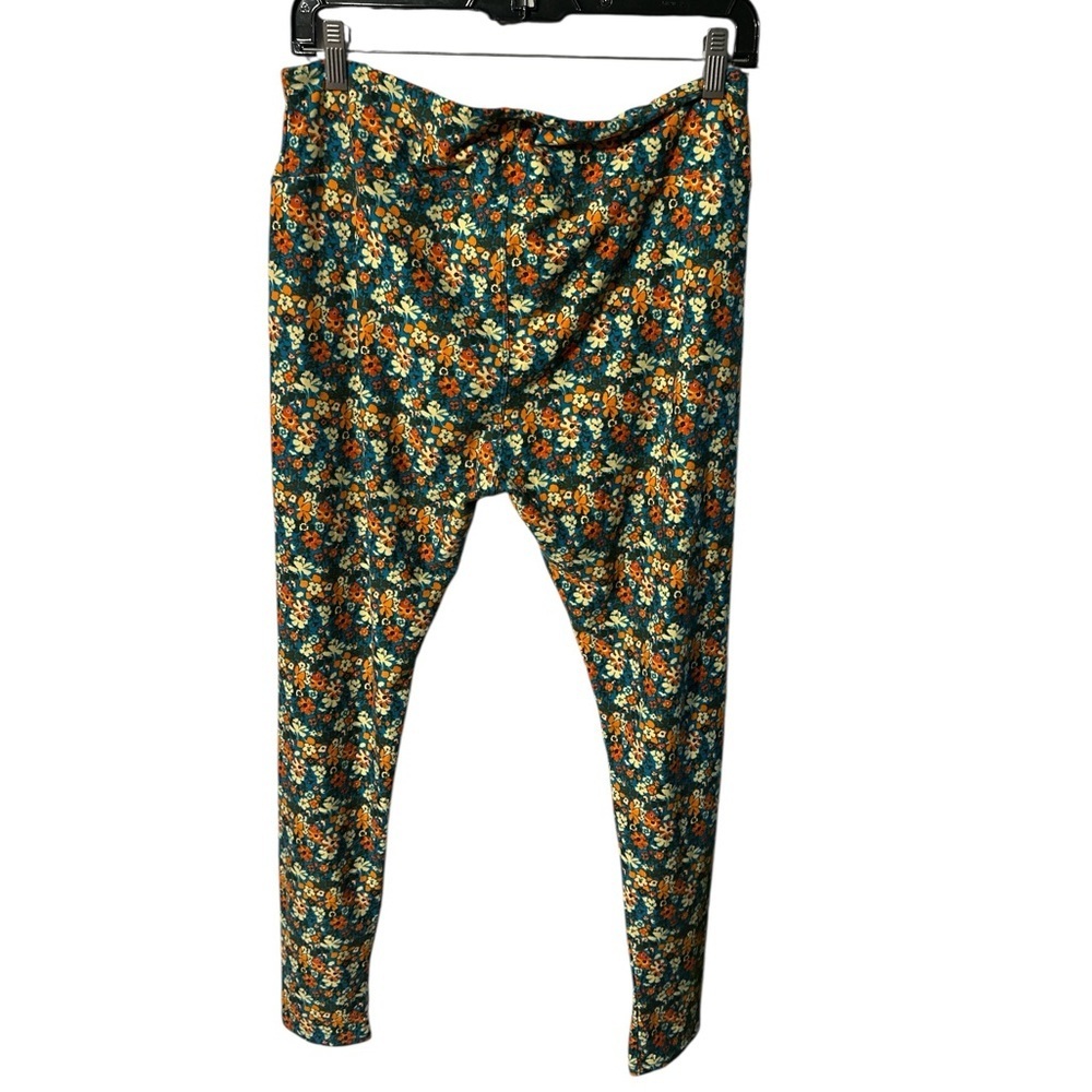 LuLaRoe Floral Leggings - Green and Orange